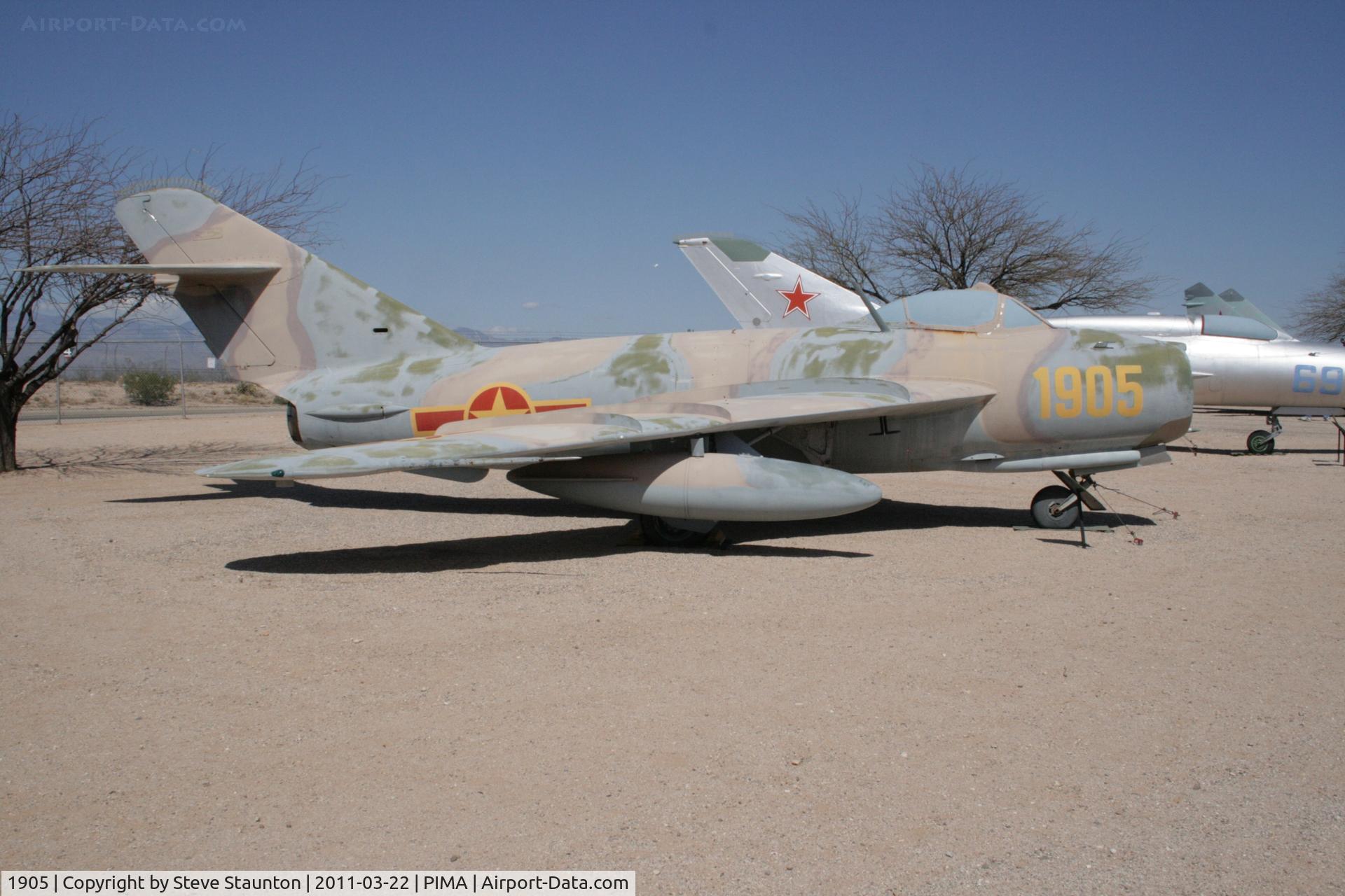 1905, Mikoyan-Gurevich MiG-17F C/N 101905, Taken at Pima Air and Space Museum, in March 2011 whilst on an Aeroprint Aviation tour
