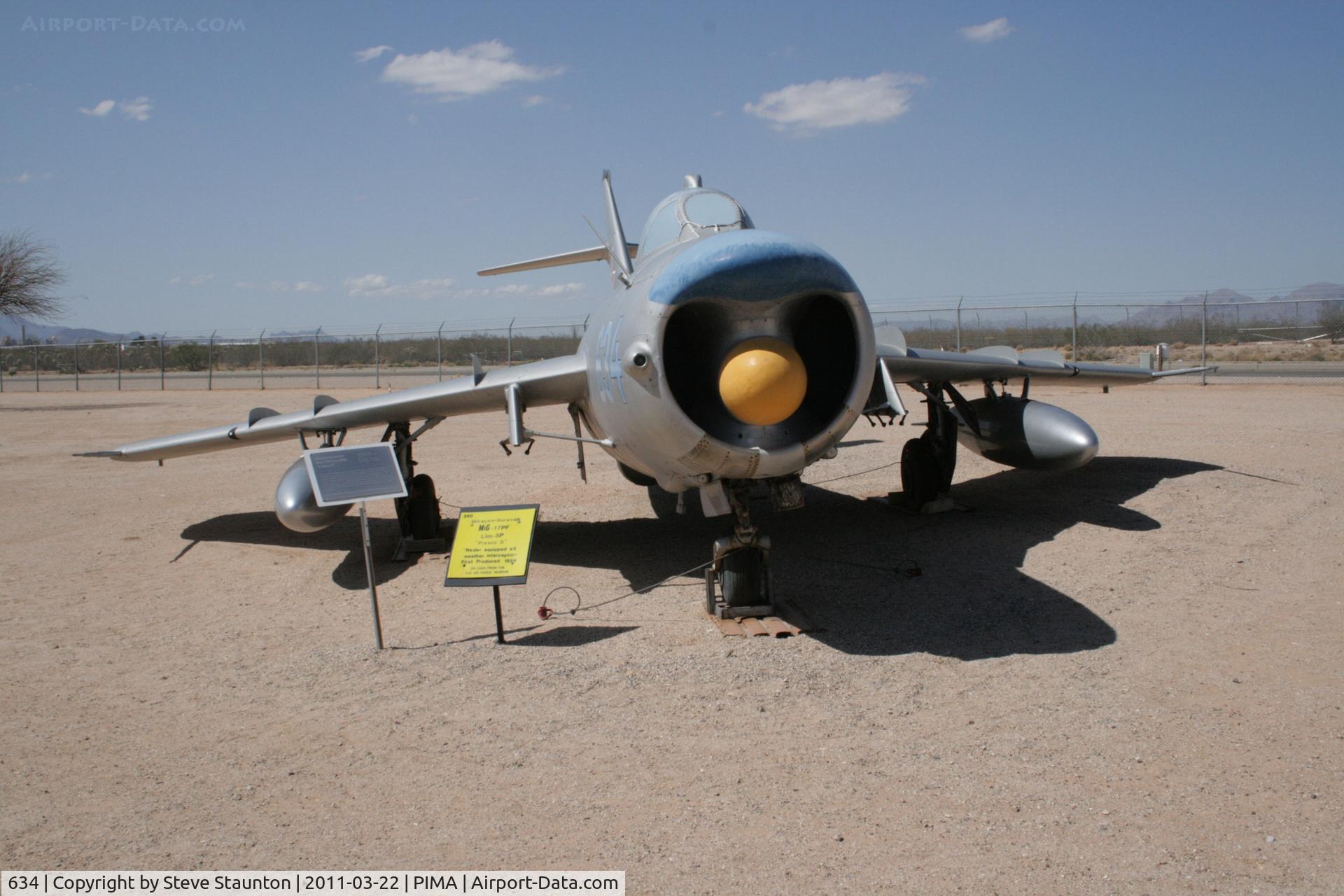 634, Mikoyan-Gurevich MiG-17PF C/N 1D-0634, Taken at Pima Air and Space Museum, in March 2011 whilst on an Aeroprint Aviation tour