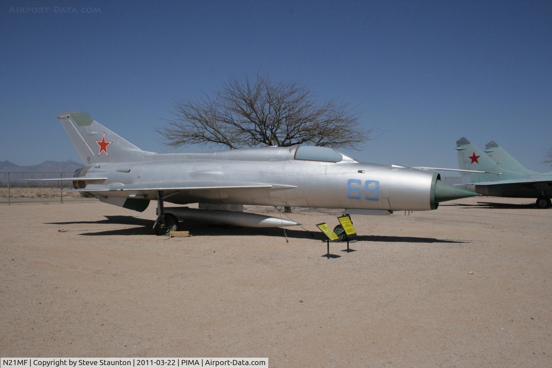 N21MF, Mikoyan-Gurevich MiG-21PF C/N 762410, Taken at Pima Air and Space Museum, in March 2011 whilst on an Aeroprint Aviation tour