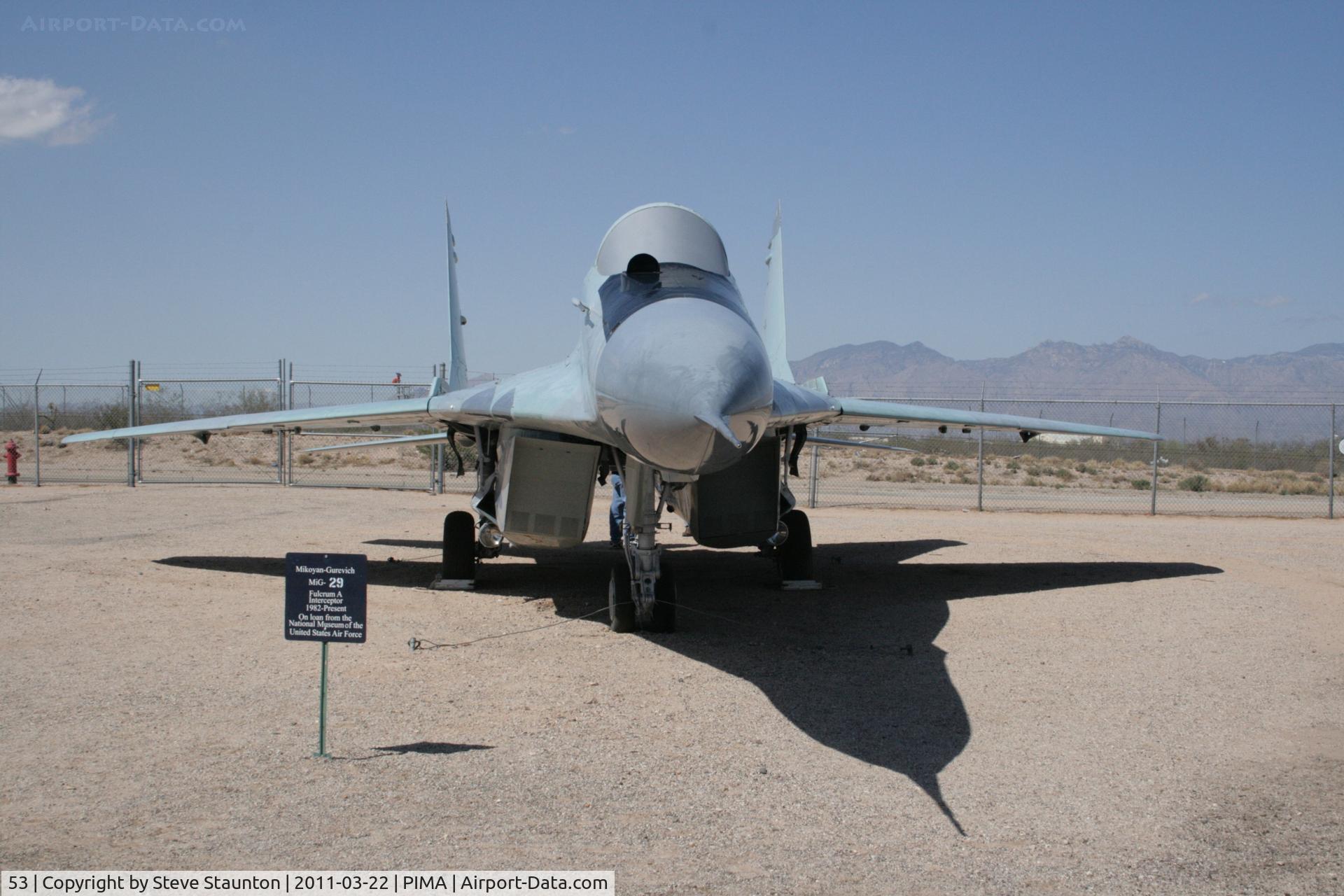 53, Mikoyan-Gurevich MiG-29 C/N 2960516766, Taken at Pima Air and Space Museum, in March 2011 whilst on an Aeroprint Aviation tour
