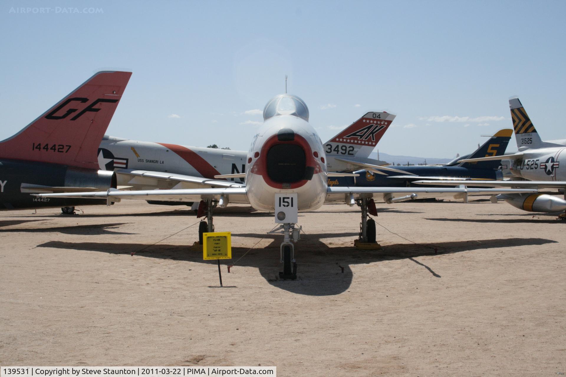 139531, North American AF-1E Fury C/N 209-151, Taken at Pima Air and Space Museum, in March 2011 whilst on an Aeroprint Aviation tour