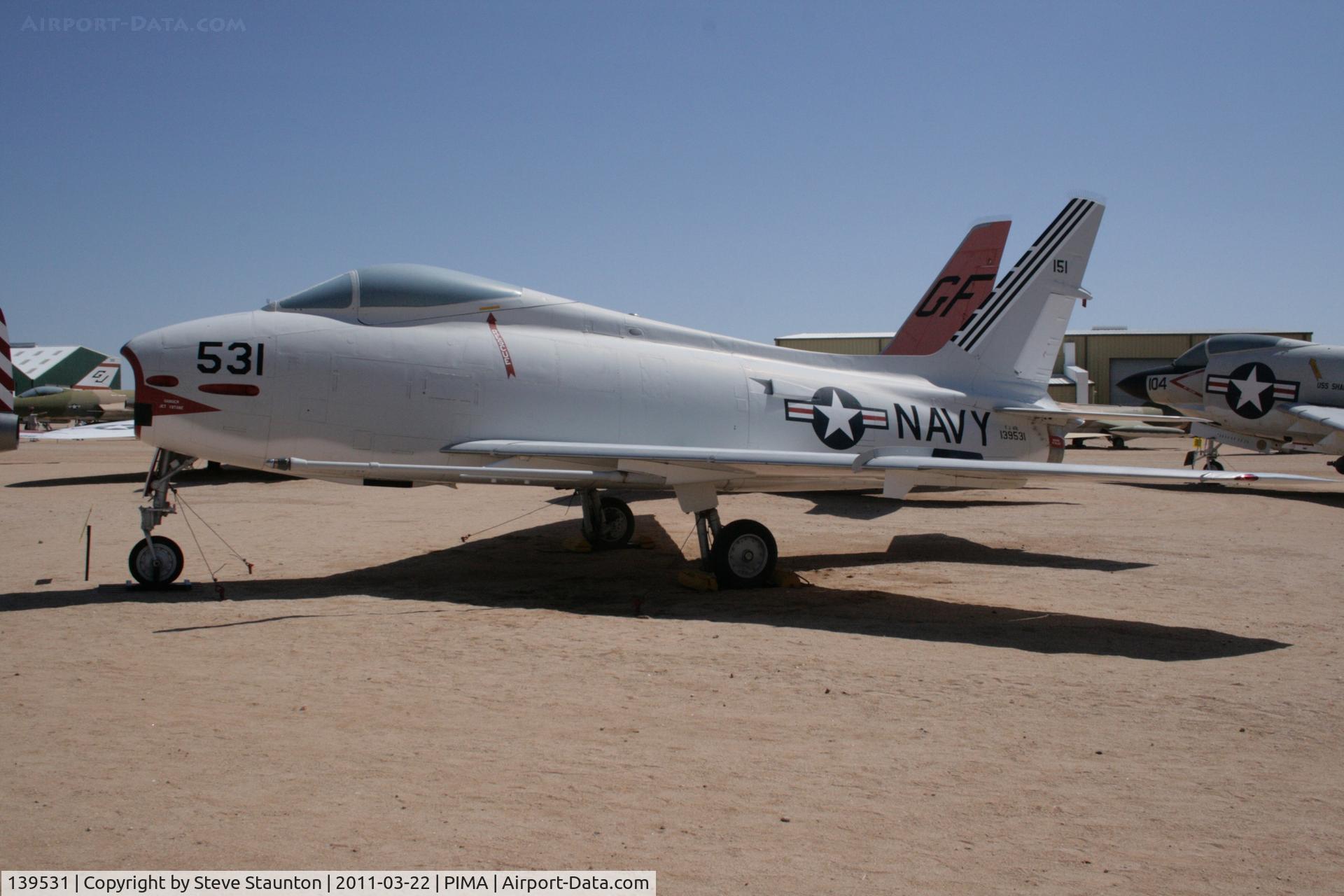 139531, North American AF-1E Fury C/N 209-151, Taken at Pima Air and Space Museum, in March 2011 whilst on an Aeroprint Aviation tour