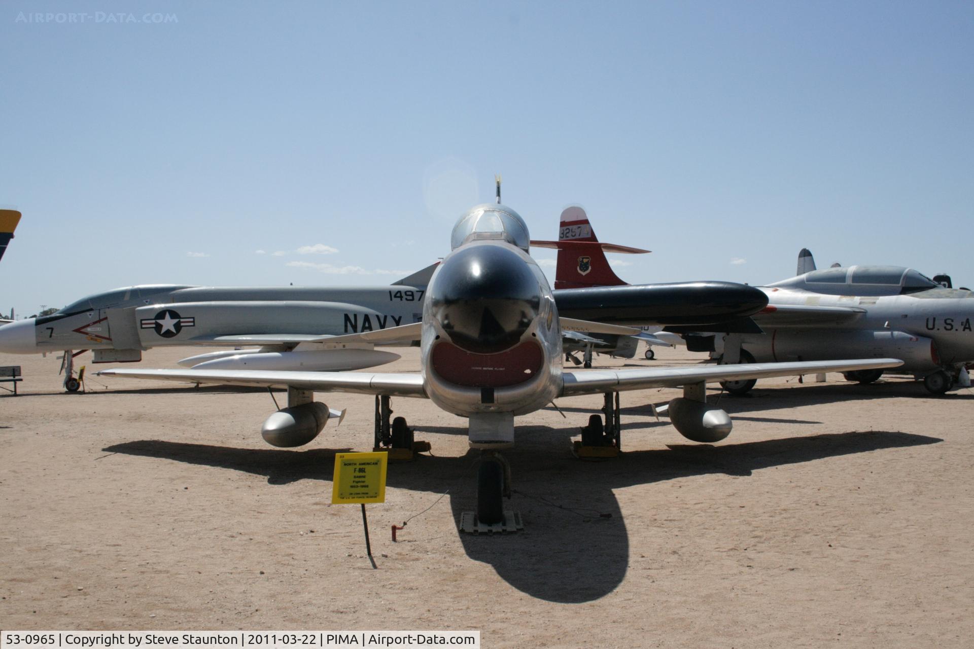 53-0965, 1953 North American F-86L Sabre C/N 201-409, Taken at Pima Air and Space Museum, in March 2011 whilst on an Aeroprint Aviation tour