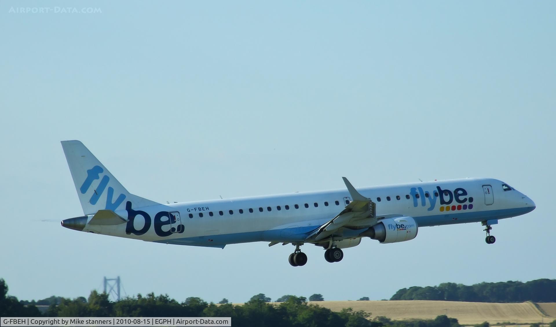 G-FBEH, 2007 Embraer 195LR (ERJ-190-200LR) C/N 19000128, Flybe E190 Landing on runway 06