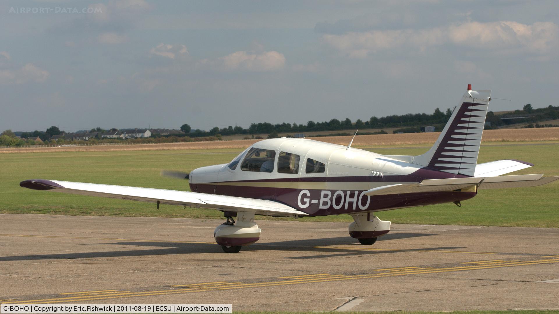G-BOHO, 1980 Piper PA-28-161 Cherokee Warrior II C/N 28-8016196, 1. G-BOHO departing the American Air Day, Duxford (August,2011)