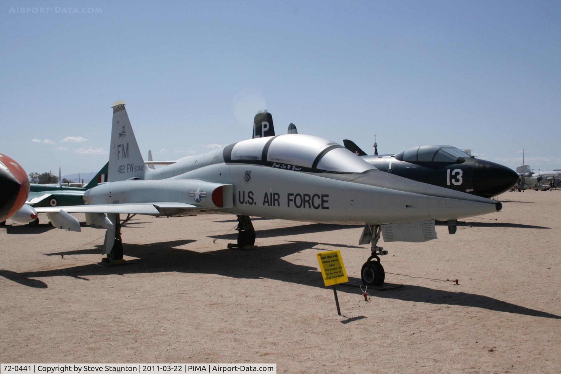 72-0441, Northrop GF-5B Freedom Fighter C/N N.8092, Taken at Pima Air and Space Museum, in March 2011 whilst on an Aeroprint Aviation tour