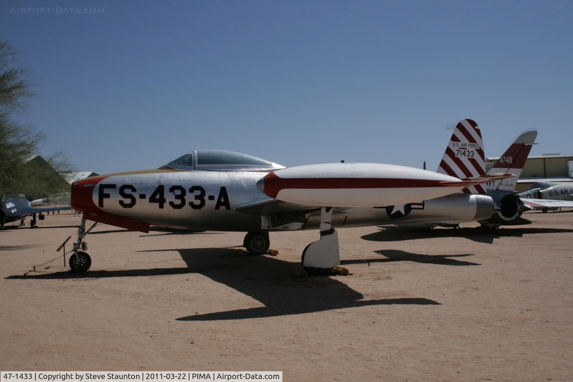 47-1433, 1947 Republic F-84C-2-RE Thunderjet C/N Not found 47-1433, Taken at Pima Air and Space Museum, in March 2011 whilst on an Aeroprint Aviation tour