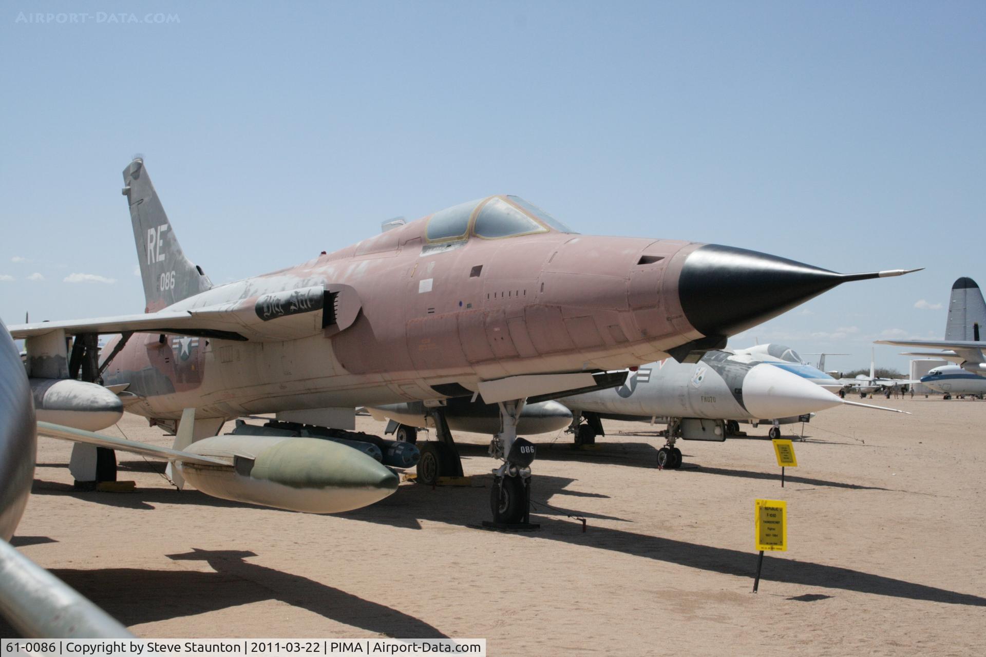 61-0086, 1961 Republic F-105D Thunderchief C/N D281, Taken at Pima Air and Space Museum, in March 2011 whilst on an Aeroprint Aviation tour