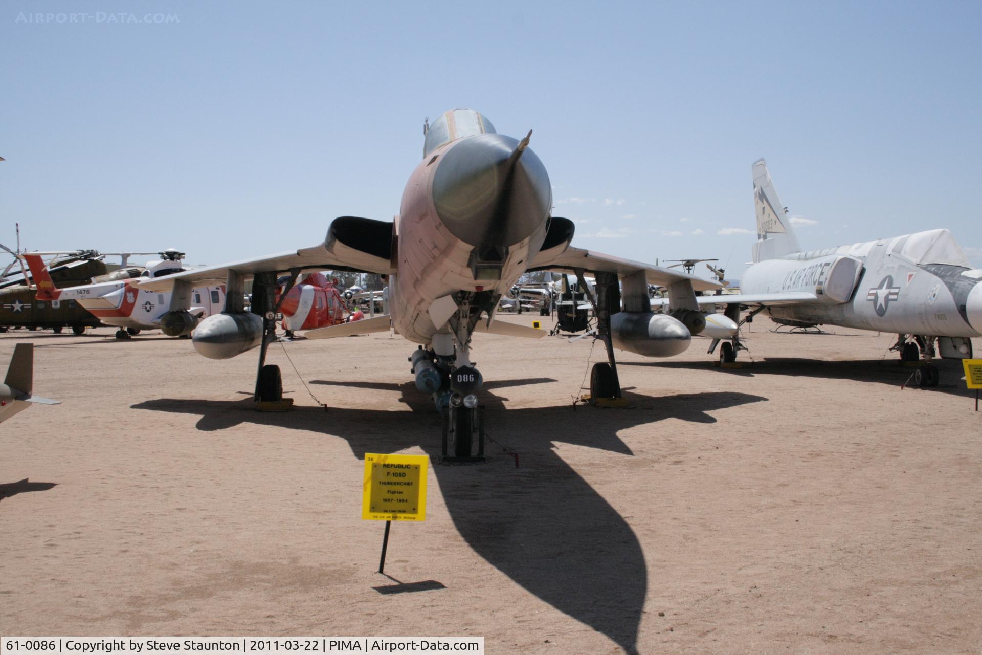 61-0086, 1961 Republic F-105D Thunderchief C/N D281, Taken at Pima Air and Space Museum, in March 2011 whilst on an Aeroprint Aviation tour
