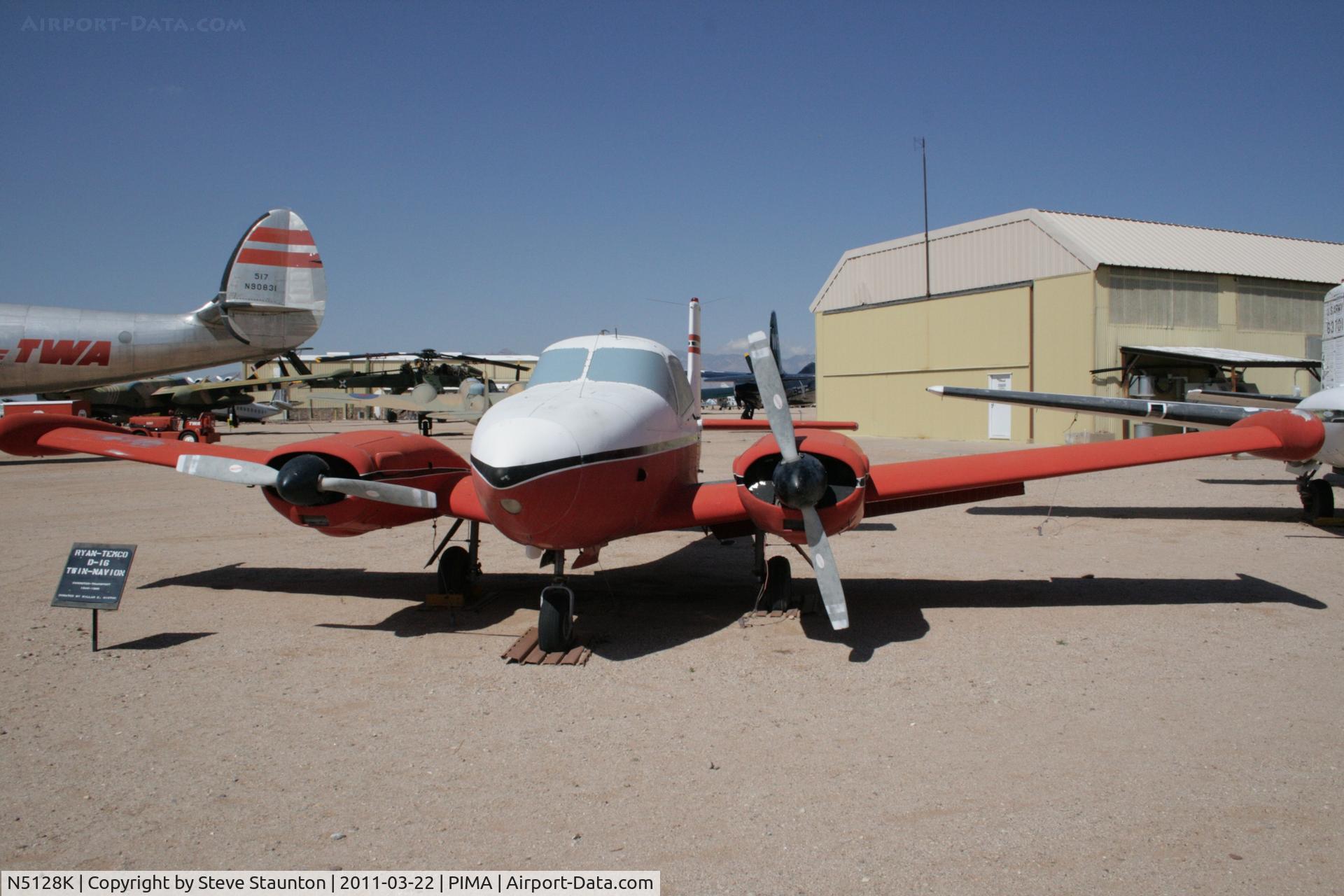 N5128K, Riley-Temco D-16 Twin Navion C/N TTN-29 (NAV-4-2028B), Taken at Pima Air and Space Museum, in March 2011 whilst on an Aeroprint Aviation tour