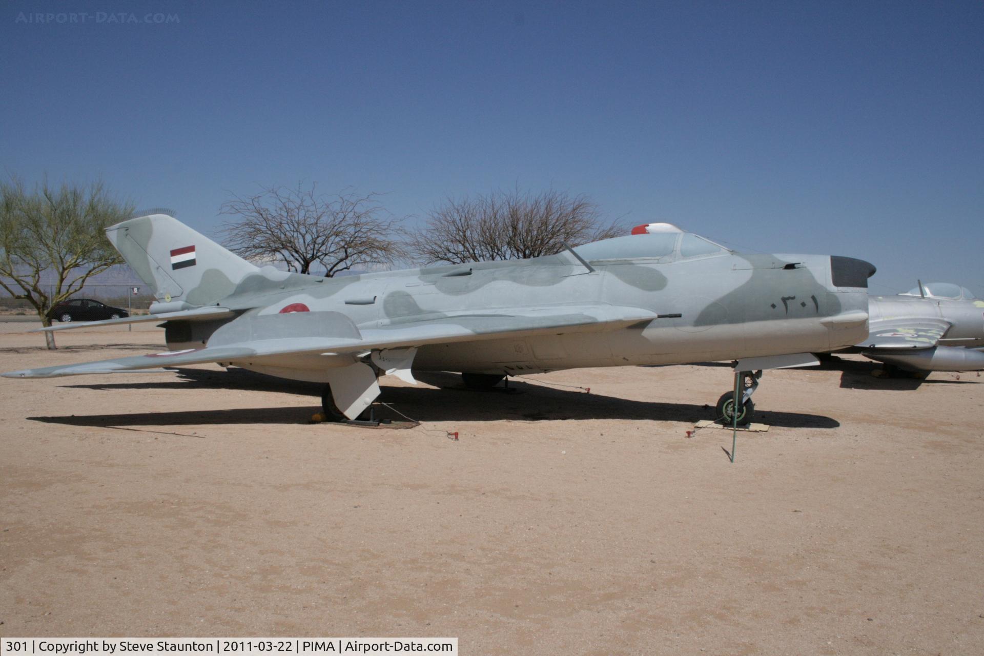 301, Shenyang J-6A (MiG-19PF) C/N Not found 301, Taken at Pima Air and Space Museum, in March 2011 whilst on an Aeroprint Aviation tour