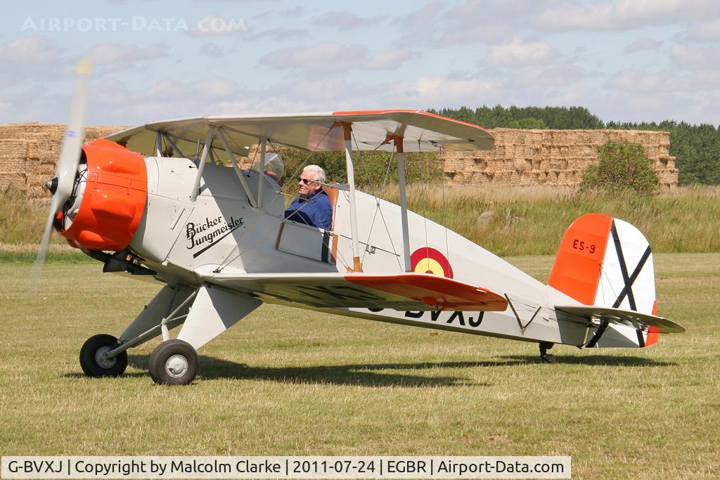 G-BVXJ, 1937 Bucker Bu-133C Jungmeister C/N E-19, Casa 1-133C Jungmeister at Breighton Airfield's Wings & Wheels Weekend, July 2011.