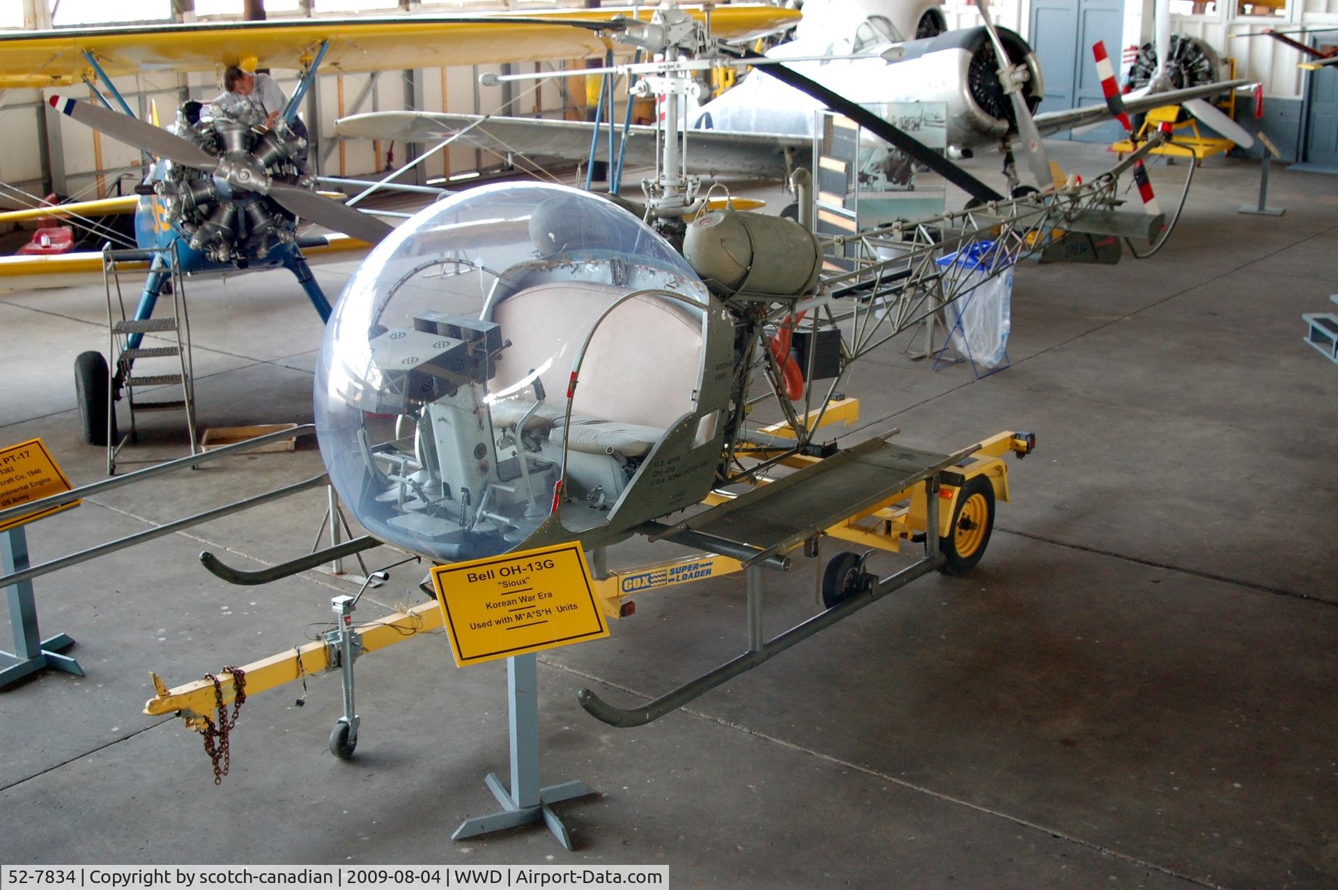 52-7834, 1952 Bell OH-13G Sioux C/N 1061, 1952 Bell OH-13G Sioux Helicopter at the Naval Air Station Wildwood Aviation Museum, Cape May County Airport, Wildwood, NJ