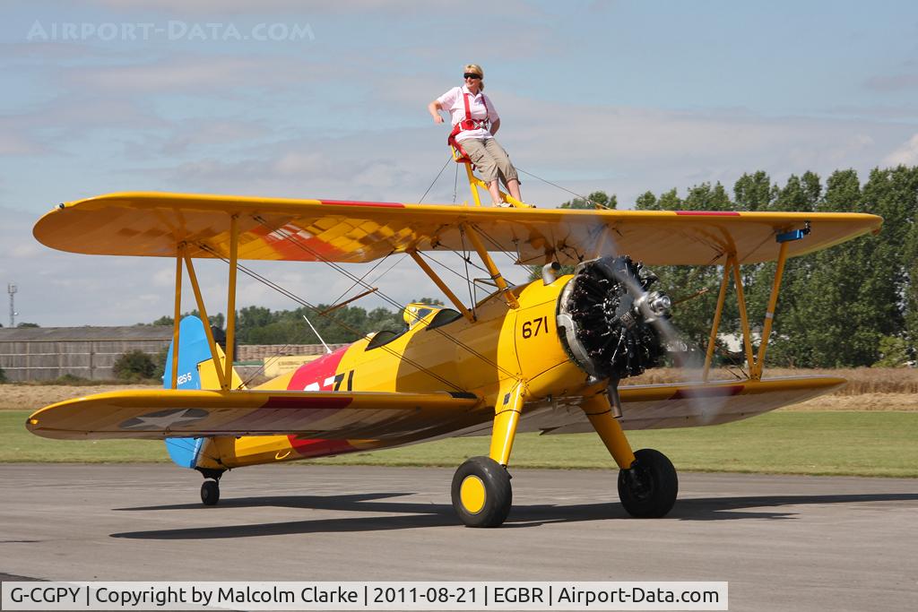 G-CGPY, 1945 Boeing E75N1 C/N 75-5303, Boeing-A-75L300-Stearman at Breighton Airfield's Summer Fly-In, August 2011