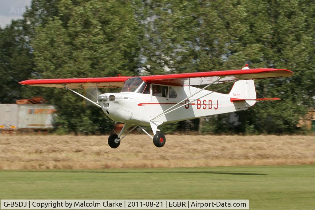 G-BSDJ, 1941 Piper J-4E Cub Coupe C/N 4-1456, Piper J-4E Cub Coupe at Breighton Airfield's Summer Fly-In, August 2011.