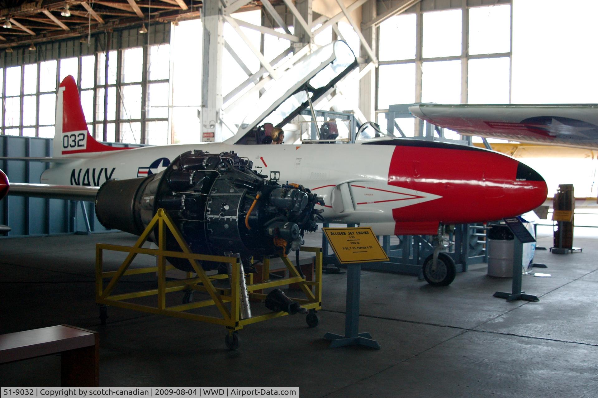 51-9032, 1951 Lockheed T-33A Shooting Star C/N 580-6816, Allison J-33 Jet Engine and Lockheed T-33 “Thunderbird” at the Naval Air Station Wildwood Aviation Museum, Cape May County Airport, Wildwood, NJ