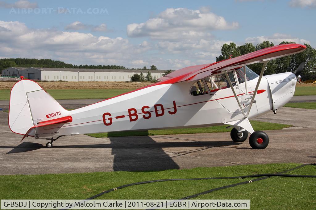 G-BSDJ, 1941 Piper J-4E Cub Coupe C/N 4-1456, Piper J-4E at Breighton Airfield's Summer Fly-In, August 2011.