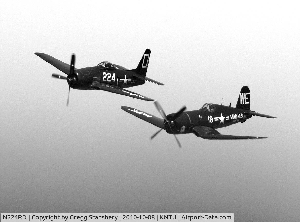N224RD, 1948 Grumman F8F-2 (G58) Bearcat C/N D.1122, Bearcat and Corsair flying in formation with a sound that was pure music to my ears.