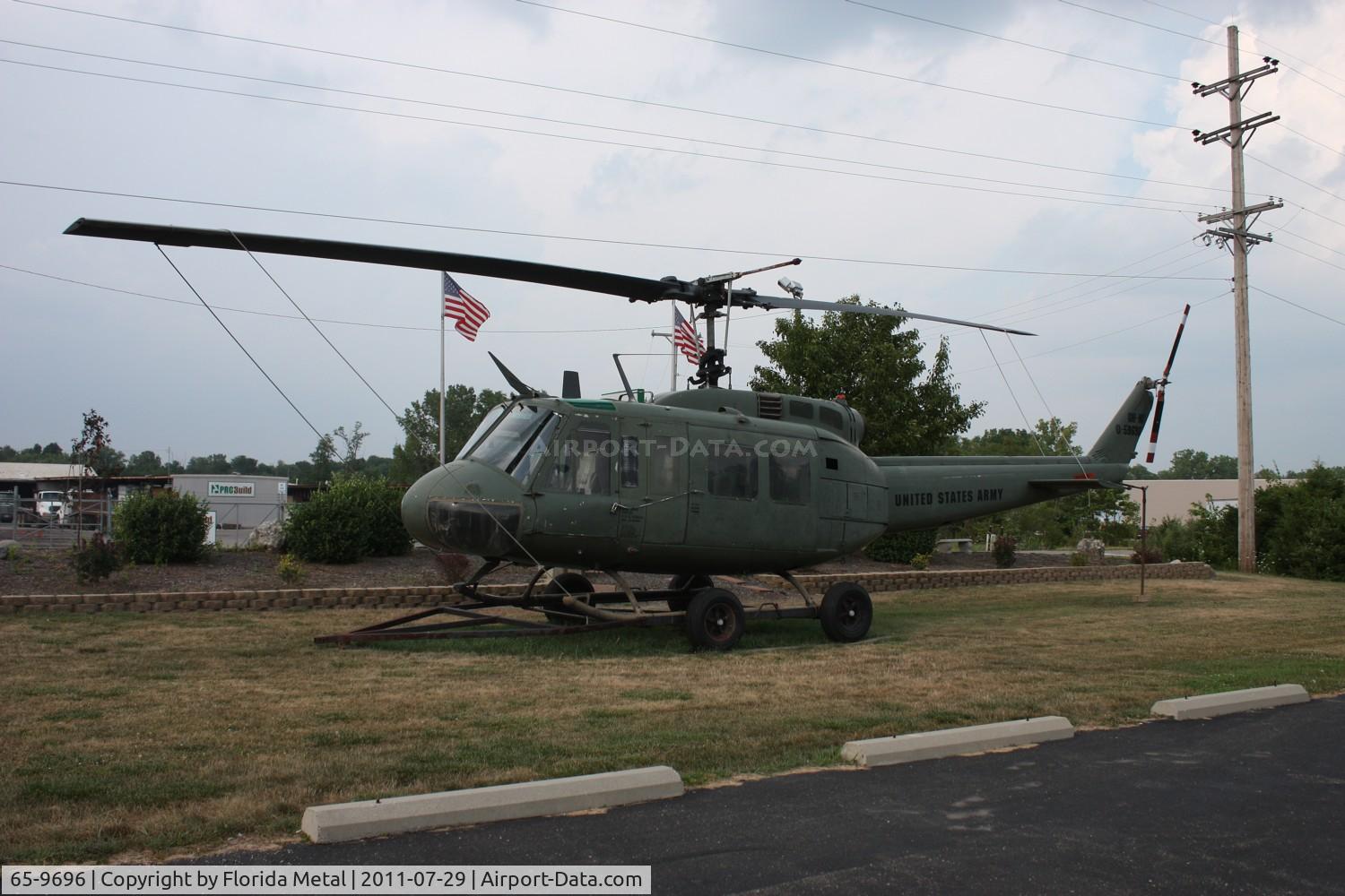 65-9696, 1965 Bell UH-1H Iroquois C/N 4640, UH-1H outside VFW Hall near Dayton Airport Ohio