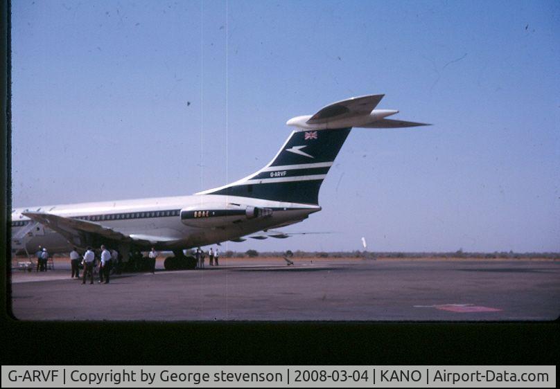 G-ARVF, 1963 Vickers VC10 Srs 1101 C/N 808, At Kano Nigeria April 1964 during route proving flight.
Believed to be last proving flight before service.