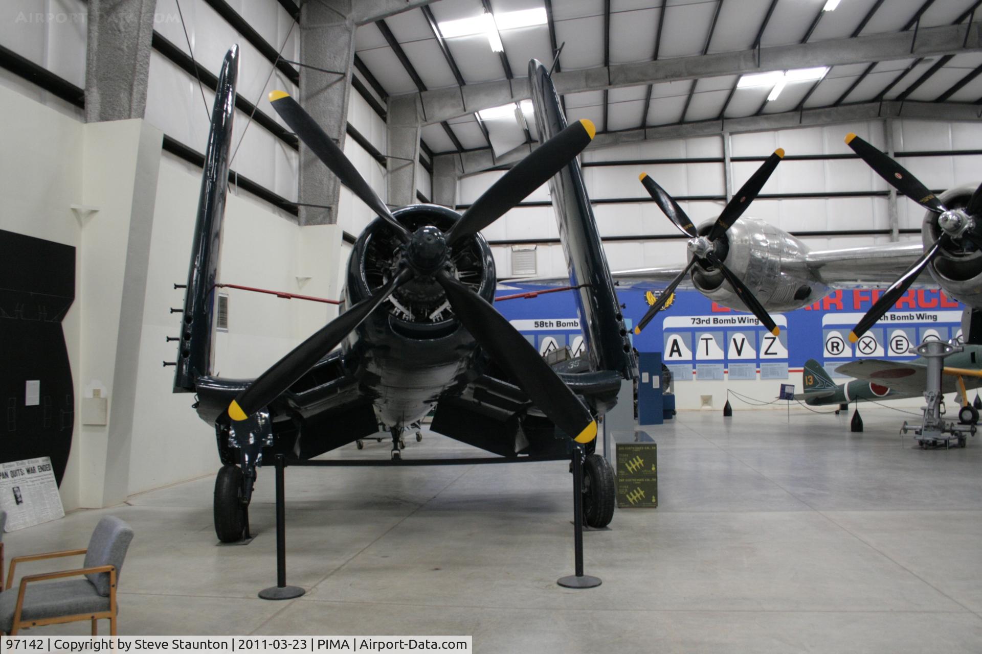 97142, Vought F4U-4 Corsair C/N 9296, Taken at Pima Air and Space Museum, in March 2011 whilst on an Aeroprint Aviation tour