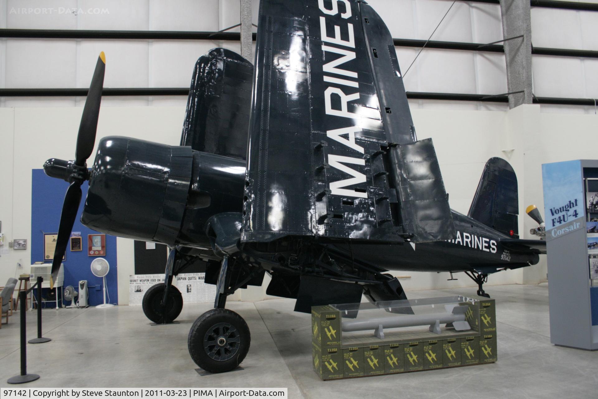 97142, Vought F4U-4 Corsair C/N 9296, Taken at Pima Air and Space Museum, in March 2011 whilst on an Aeroprint Aviation tour