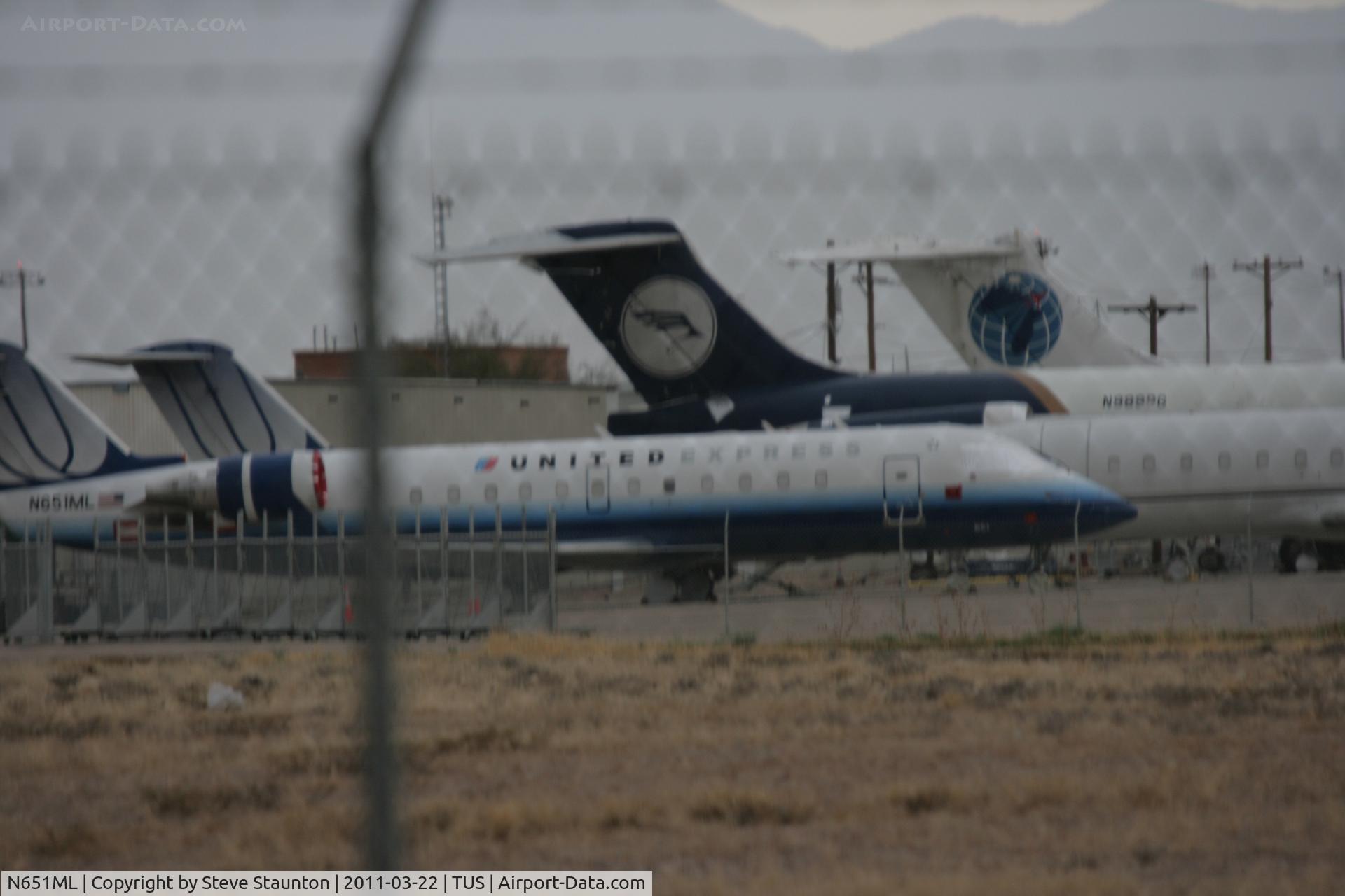 N651ML, Bombardier CRJ-100LR (CL-600-2B19) C/N 7139, Taken at Tucson International Airport, in March 2011 whilst on an Aeroprint Aviation tour
