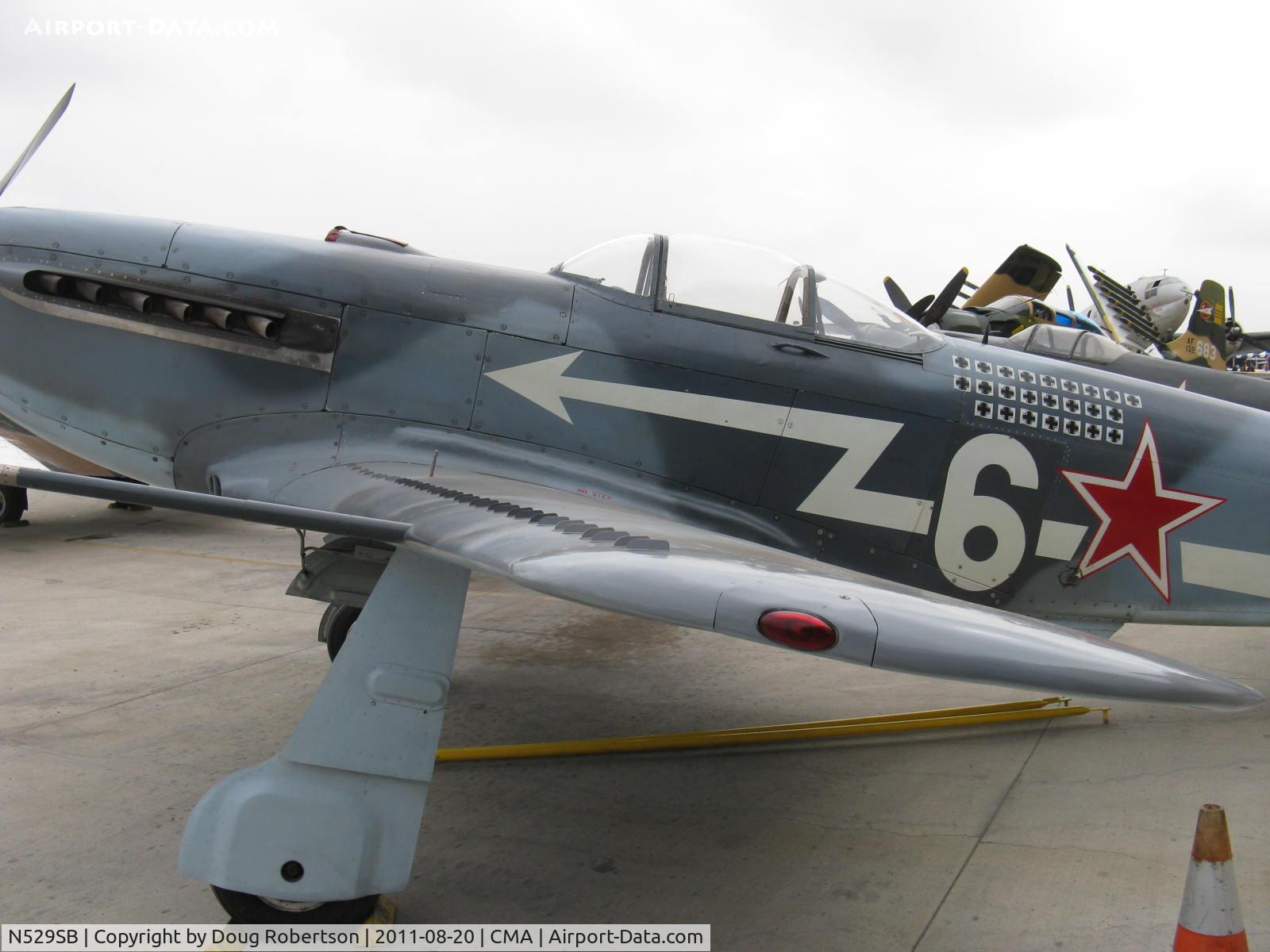 N529SB, 1945 Yakovlev Yak-3M C/N 0470104, 1945 Yakovlev YAK-3M, Klimov VK-105PF-2 V-12 1,300 Hp, Axis kill record. Note: Micro vortex generators mod on wing