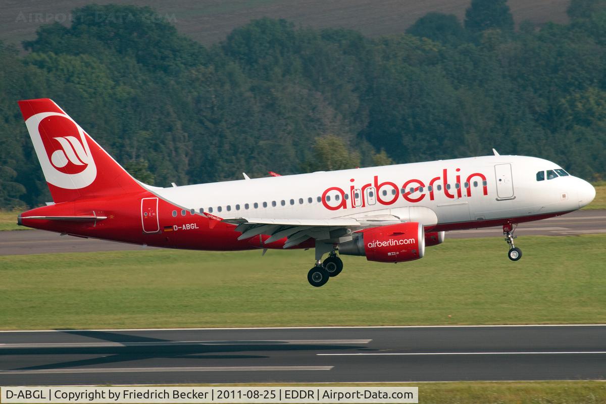 D-ABGL, 2008 Airbus A319-112 C/N 3586, moments prior touchdown on RW09