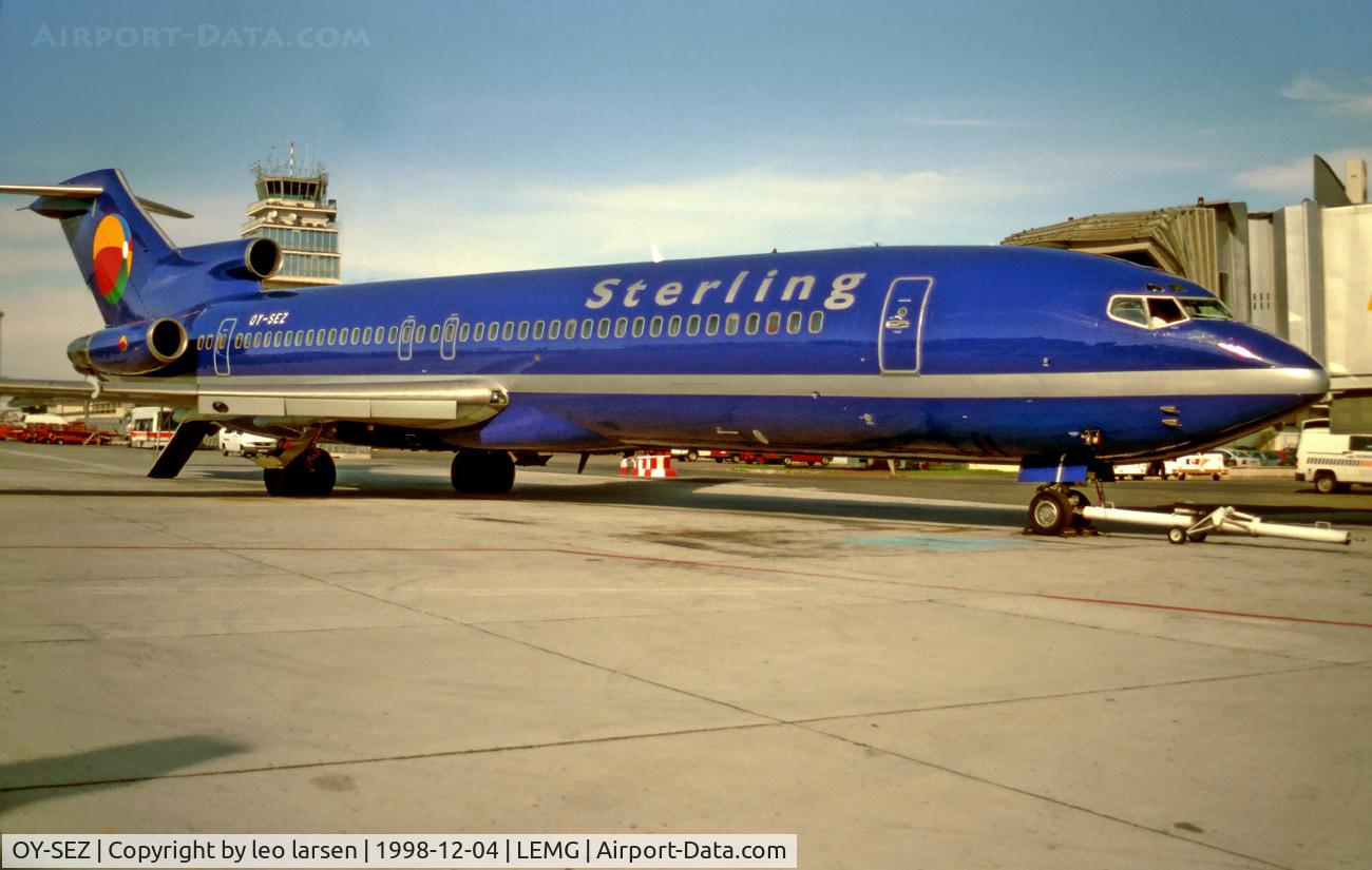 OY-SEZ, 1976 Boeing 727-2M7 C/N 21202, Malaga AGP Spain in new blue color 4.12.98