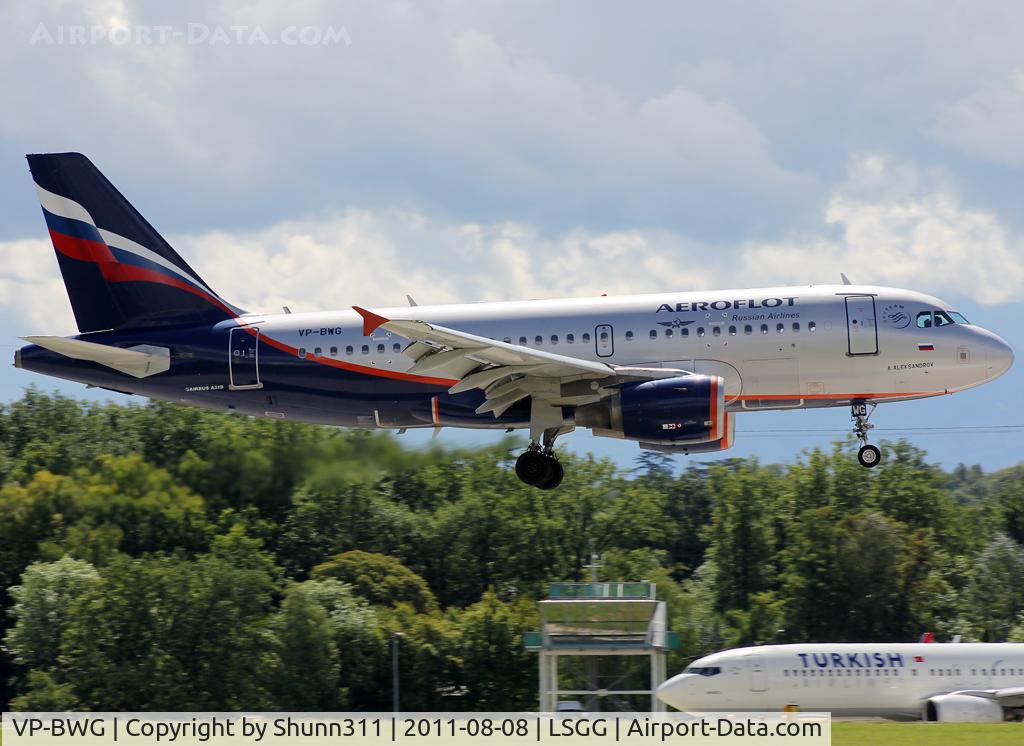 VP-BWG, 2003 Airbus A319-111 C/N 2093, Landing rwy 23