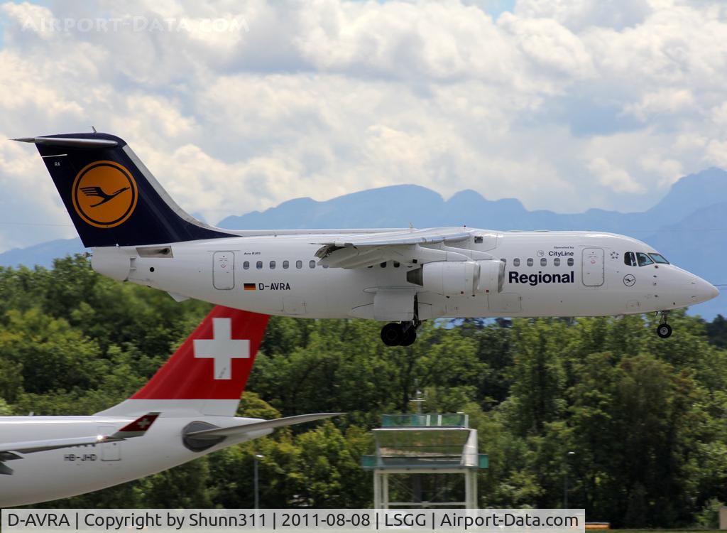 D-AVRA, 1994 British Aerospace Avro 146-RJ85 C/N E.2256, Landing rwy 23