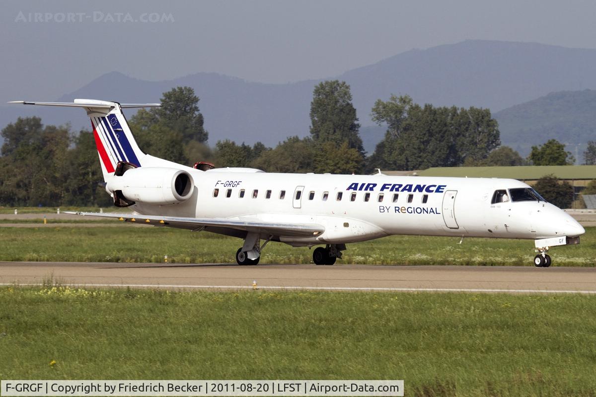 F-GRGF, 1998 Embraer EMB-145EU (ERJ-145EU) C/N 145050, decelerating after touchdown