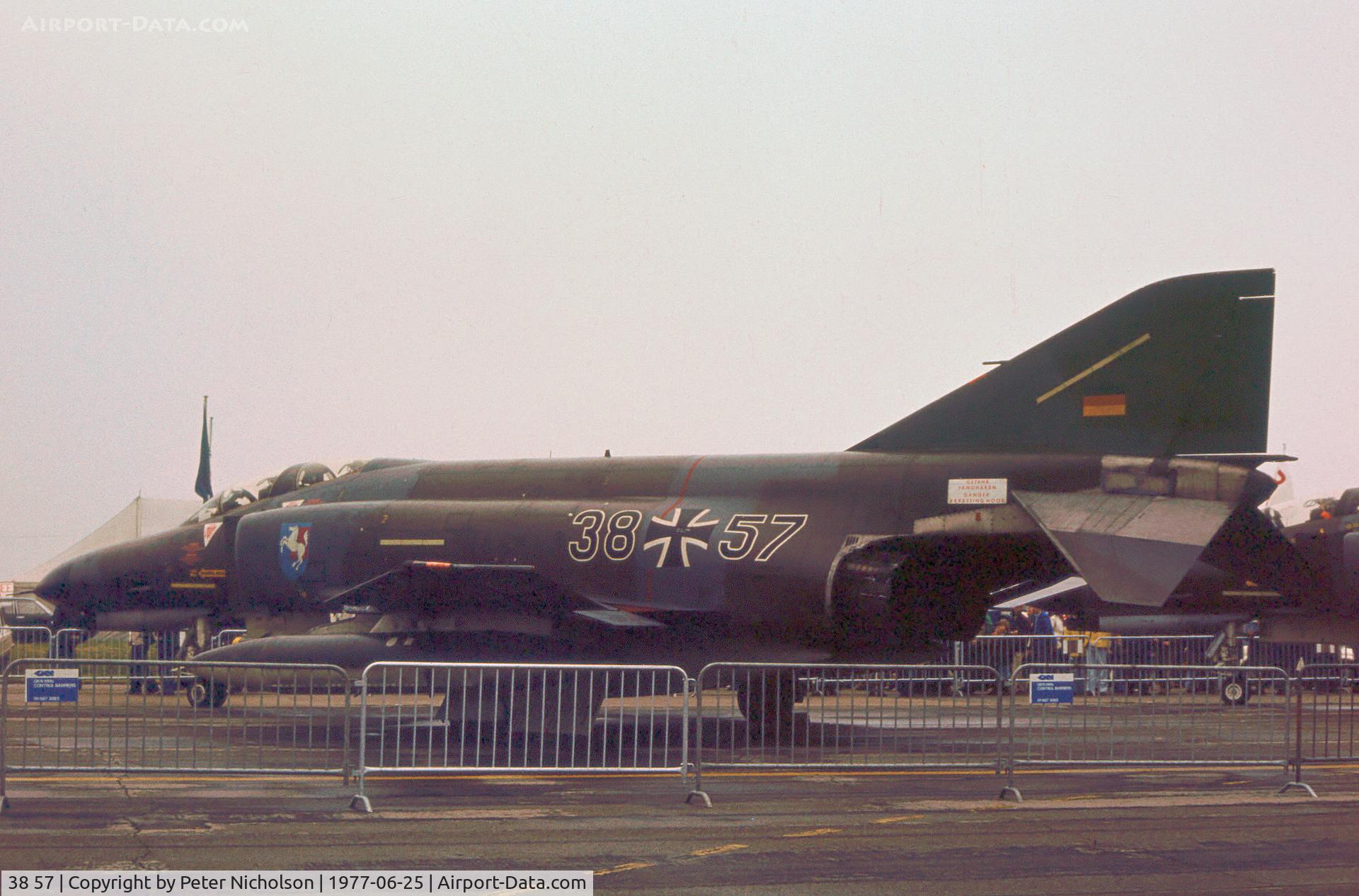 38 57, 1972 McDonnell Douglas F-4F Phantom II C/N 4767, F-4F Phantom of JBG-36 on display at the 1977 International Air Tattoo at RAF Greenham Common.
