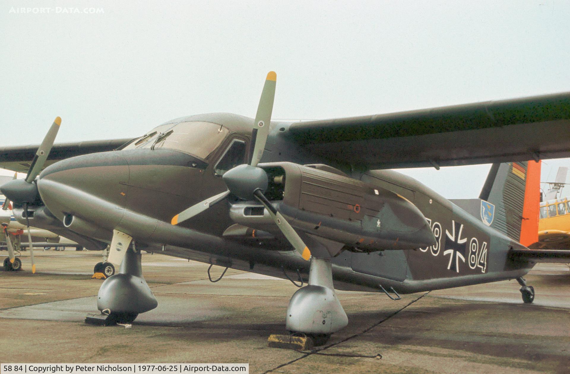 58 84, 1973 Dornier Do-28D-2 Skyservant C/N 4159, This Skyservant of JBG-36 was in the static park at the 1977 International Air Tattoo at RAF Greenham Common.