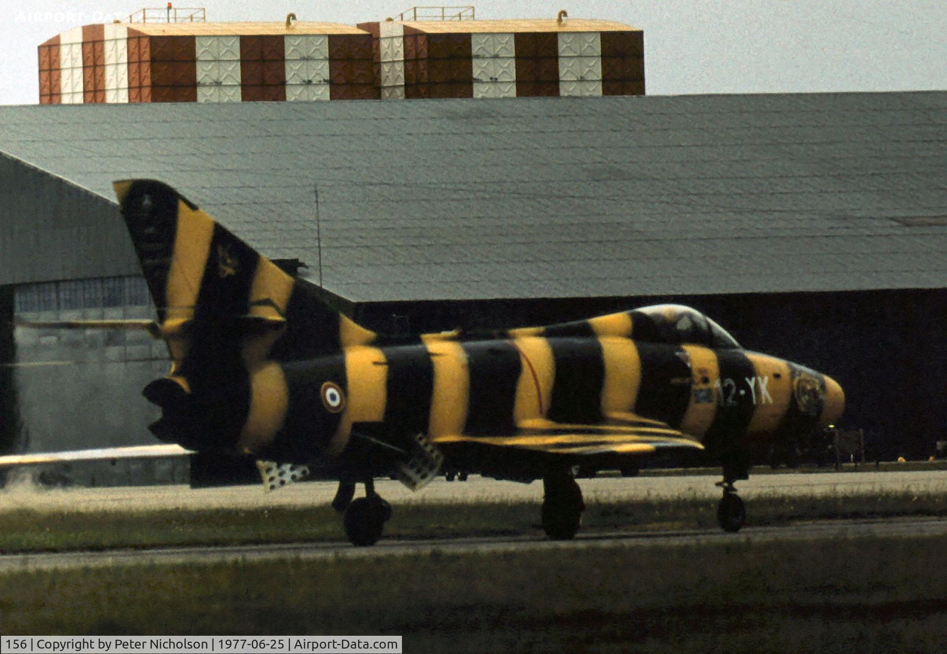 156, Dassault Super Mystere B.2 C/N 156, Super Mystere B.2 of the French Air Force's EC.12 based at Cambrai taxying at the 1977 International Air Tattoo at RAF Greenham Common.