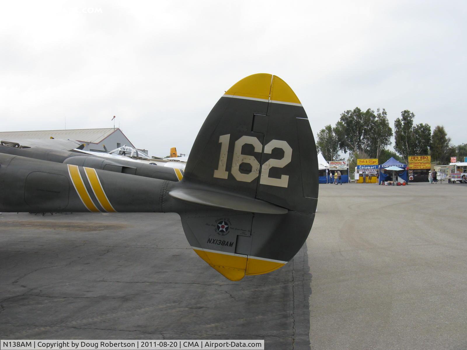 N138AM, 1943 Lockheed P-38J Lightning C/N 44-23314, 1943 Lockheed P-38J LIGHTNING '23 Skidoo', two Allison V-1710-89/91 counter-rotating  1,425 Hp each, tail data