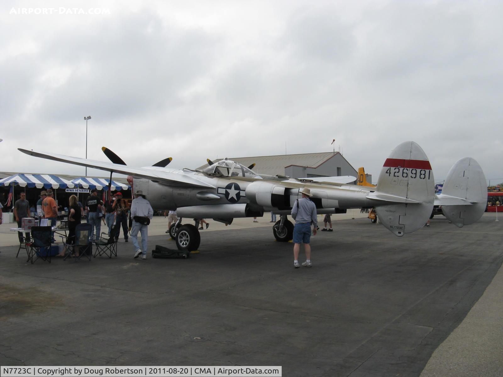 N7723C, 1944 Lockheed P-38L-5 Lightning C/N 7985, 1944 Lockheed P-38L LIGHTNING 'Honey Bunny', two Allison V-1710-111/113 counter-rotating 1,475 Hp each. Combat rating 1,600 Hp each at 26,000'. Limited class