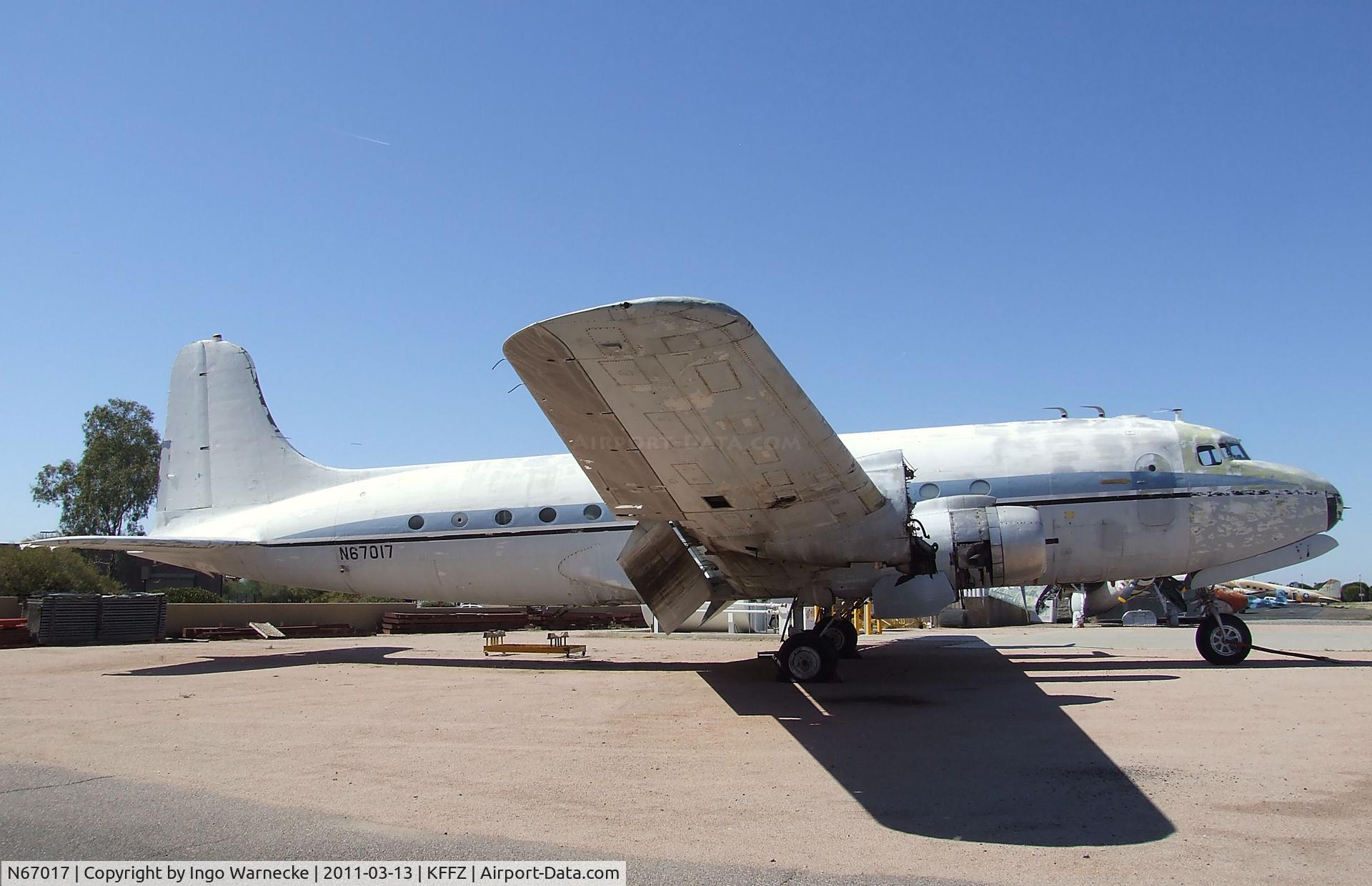 N67017, 1944 Douglas C-54P Skymaster (DC-4) C/N 10438, Douglas C-54 Skymaster (minus 1 engine and a few other parts) at Falcon Field, Mesa AZ
