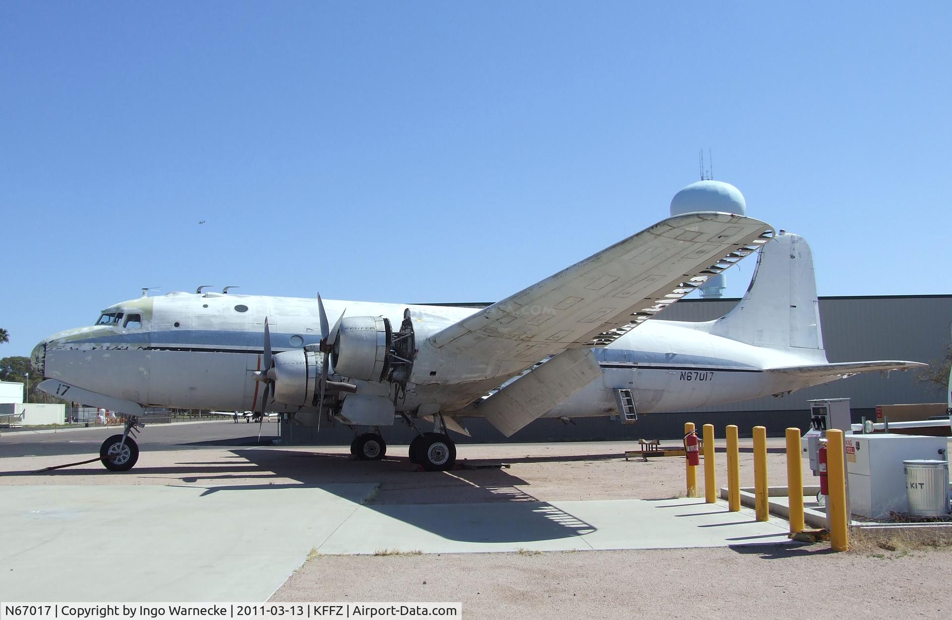N67017, 1944 Douglas C-54P Skymaster (DC-4) C/N 10438, Douglas C-54 Skymaster (minus 1 engine and a few other parts) at Falcon Field, Mesa AZ
