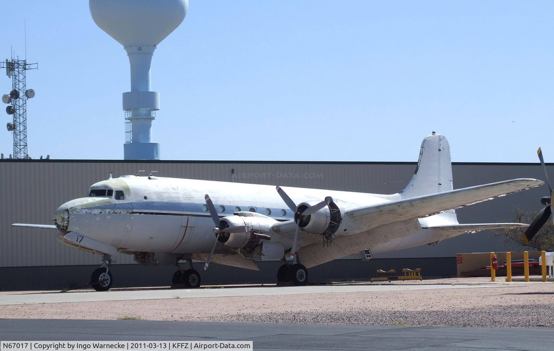 N67017, 1944 Douglas C-54P Skymaster (DC-4) C/N 10438, Douglas C-54 Skymaster (minus 1 engine and a few other parts) at Falcon Field, Mesa AZ