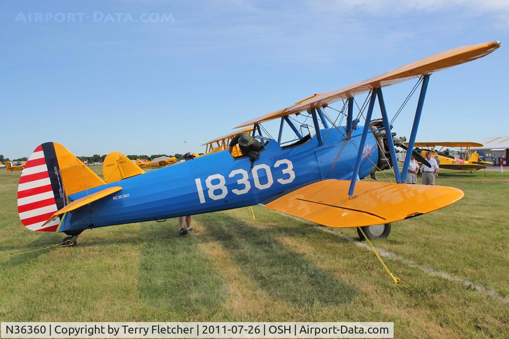 N36360, 1942 Boeing PT-13D Kaydet (E75) C/N 75-5887, 1944 Boeing E75N1, c/n: 75-5887
ex 42-17724 at 2011 Oshkosh