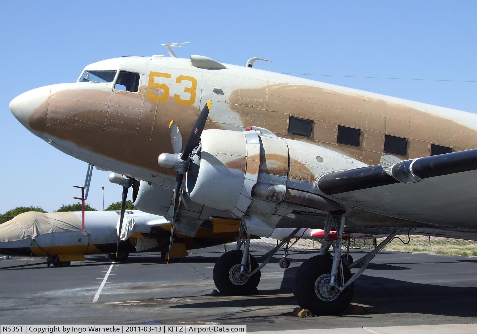N53ST, 1943 Douglas DC3C (C-47A-20-DL) C/N 9380, Douglas DC-3C / C-47 Skytrain outside the CAF Museum at Falcon Field, Mesa AZ