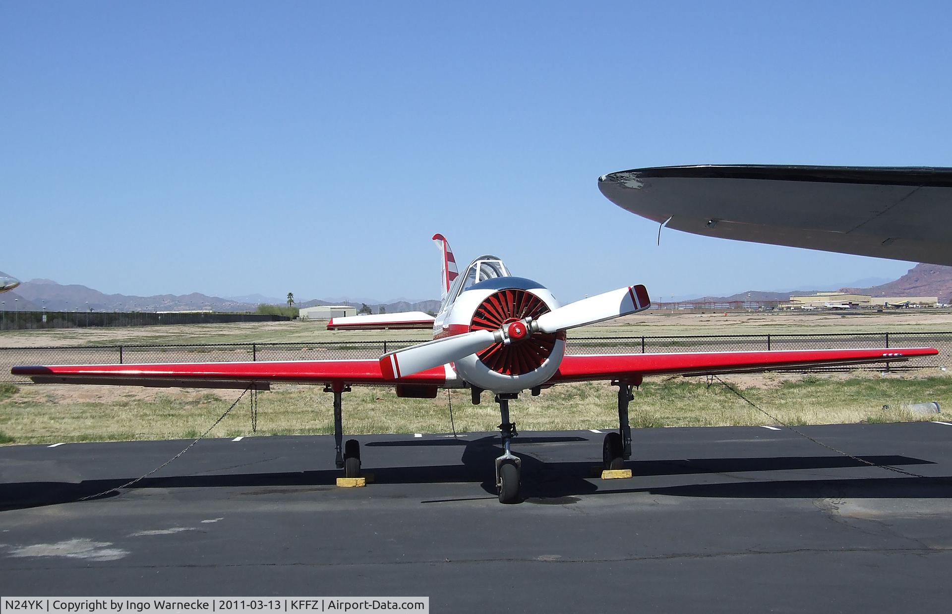 N24YK, 1985 Yakovlev Yak-52 C/N 855810, Yakovlev Yak-52 outside the CAF Museum at Falcon Field, Mesa AZ