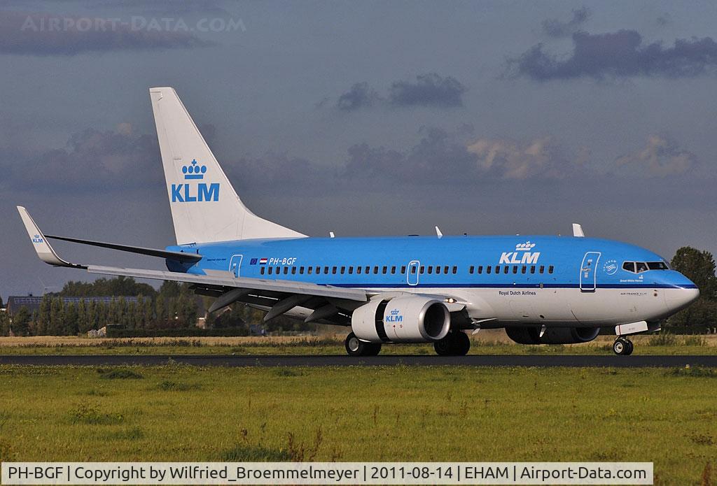 PH-BGF, 2008 Boeing 737-7K2 C/N 30365, Roll out on Runway 18R at AMS.