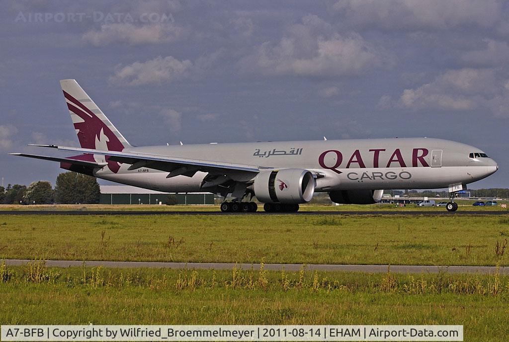 A7-BFB, 2010 Boeing 777-FDZ C/N 36100, Roll out on runway 18R at AMS.