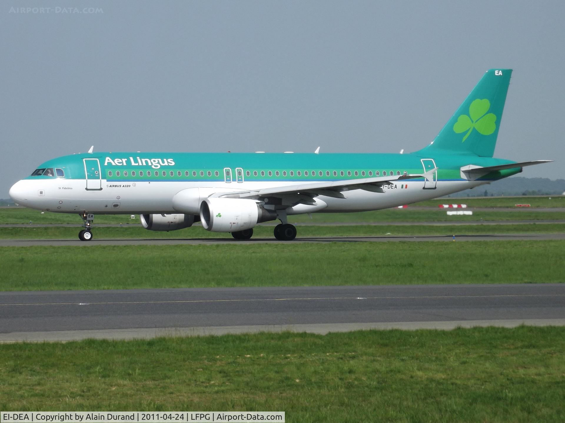 EI-DEA, 2004 Airbus A320-214 C/N 2191, According to a very long established tradition, Aer Lingus' fleetmembers have been named after Saints of Irish Church and DEA is named St Fidelma on the port side