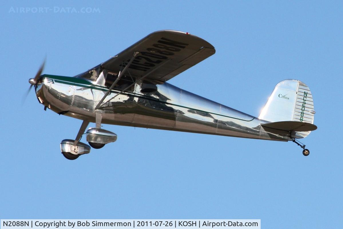 N2088N, 1947 Cessna 140 C/N 12324, Departing Airventure 2011.