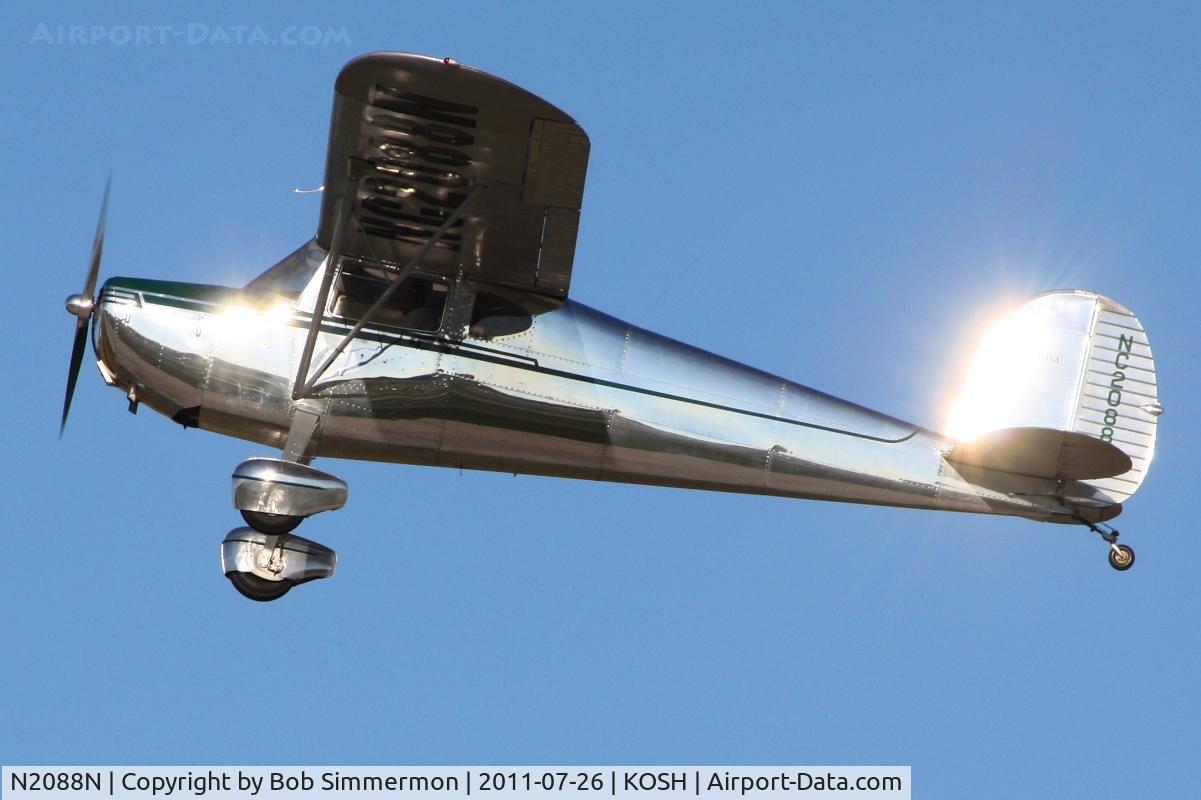 N2088N, 1947 Cessna 140 C/N 12324, Departing Airventure 2011.