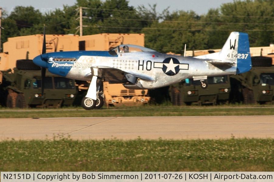 N2151D, 1944 North American F-51D Mustang C/N 122-40196, Arriving at Airventure 2011.